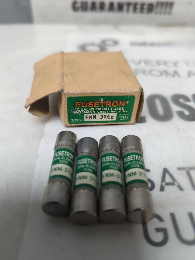 COOPER BUSSMANN,FNM-3-2/10,FUSETRON 3-2/10 AMP FUSES BOX OF 4 FUSES NOS
