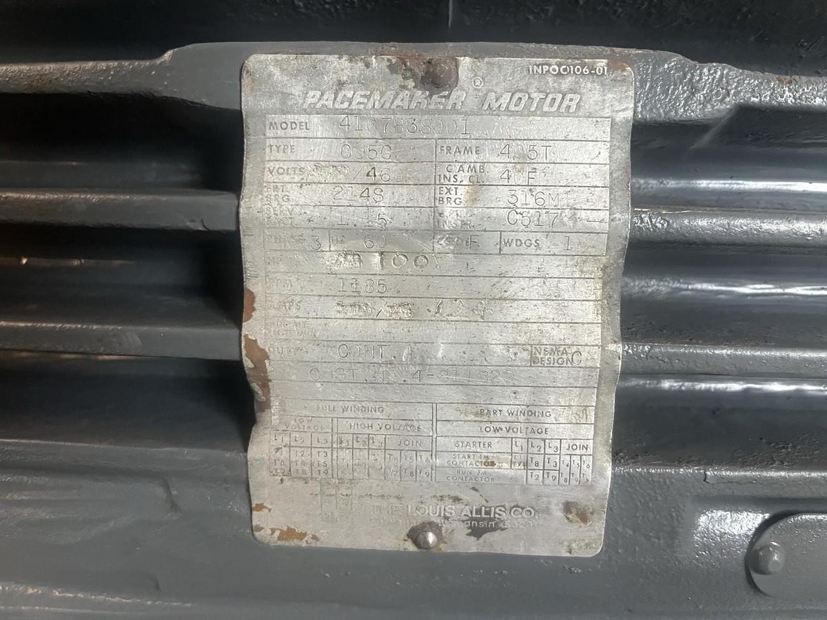 Used LOUIS ALLIS,410838001,PACEMAKER MOTOR CJ5C 100HP 3PH 1185RPM 405T