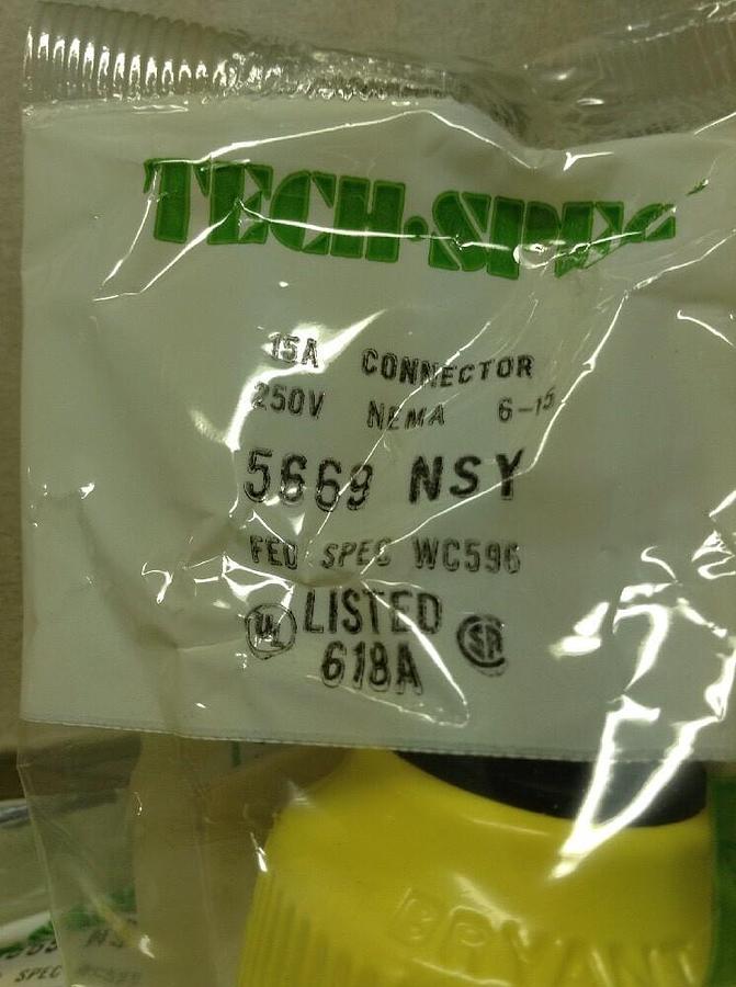 Bryant,5669-NSY,Industrial Grounding Plug Female 15A 250V Nema 6-15