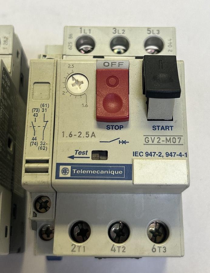Used TELEMECANIQUE,GV2-M07,MOTOR STARTER PROTECTOR LOT OF 3