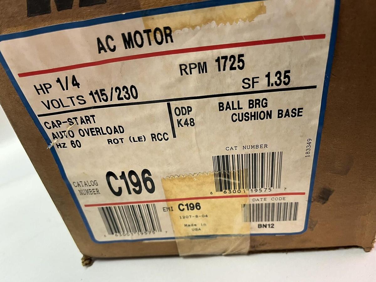 MAGNETEK,C196,1/4HP MOTOR 1725RPM 1PH 115/230V FRAME K48 8-151290-03