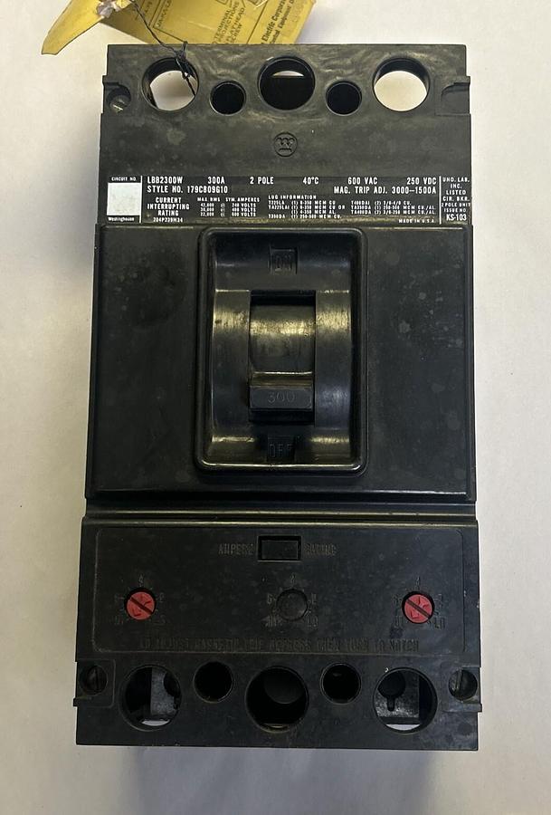 Used WESTINGHOUSE,LBB2300W,CIRCUIT BREAKER 300A 600V 2P
