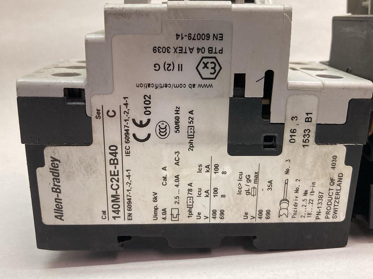 Used Allen-Bradley,140M-C2E-B40,Protector Circuit Breaker w/100-C09E*10 Contactor