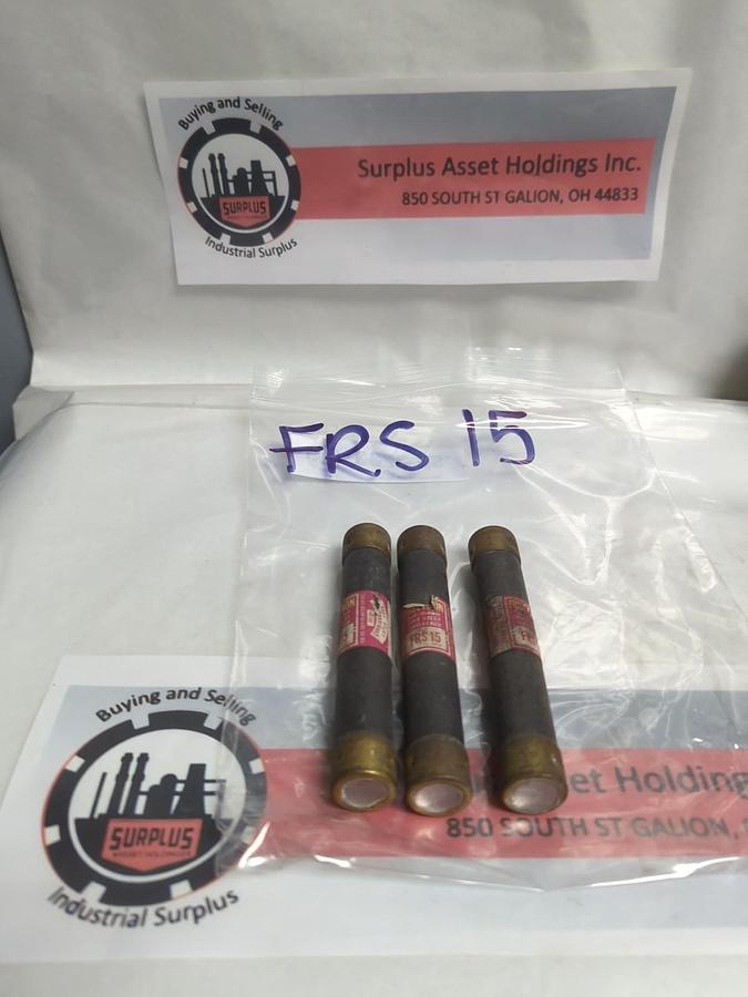 Used COOPER BUSSMANN,FRS-15,FUSETRON 15 AMP FUSE LOT OF 3 PRE-OWNED