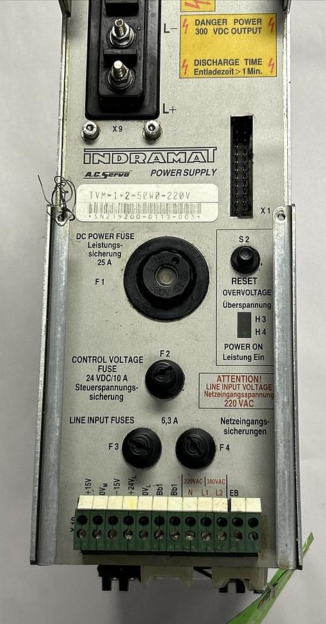 Used INDRAMAT,TVM1.2-050-W0/220,SERVO POWER SUPPLY REFURBISHED