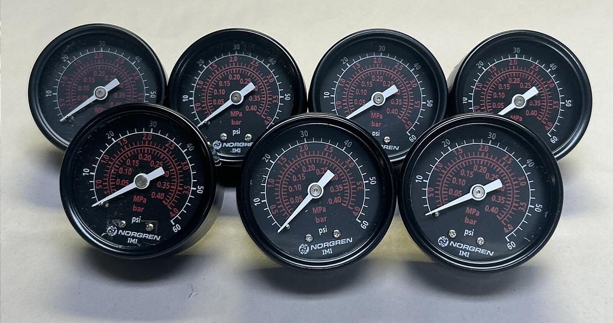NORGREN,IMI,PRESSURE GAUGE0-60 PSI LOT OF 7 NOS