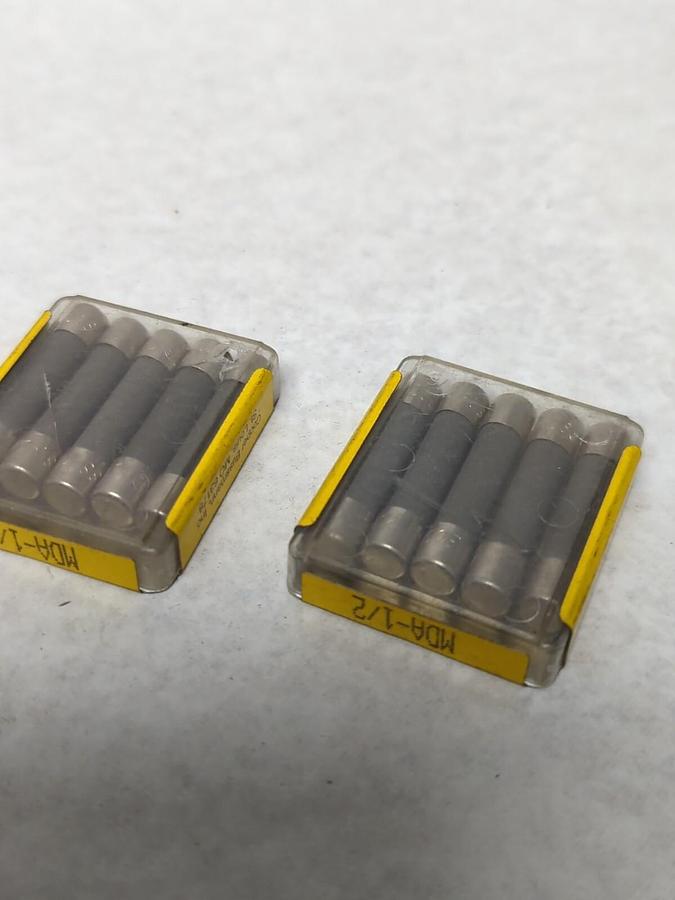 COOPER BUSSMANN,MDA-1/2,CARTRIDGE 1/2 AMP FUSE LOT OF 15 NOS