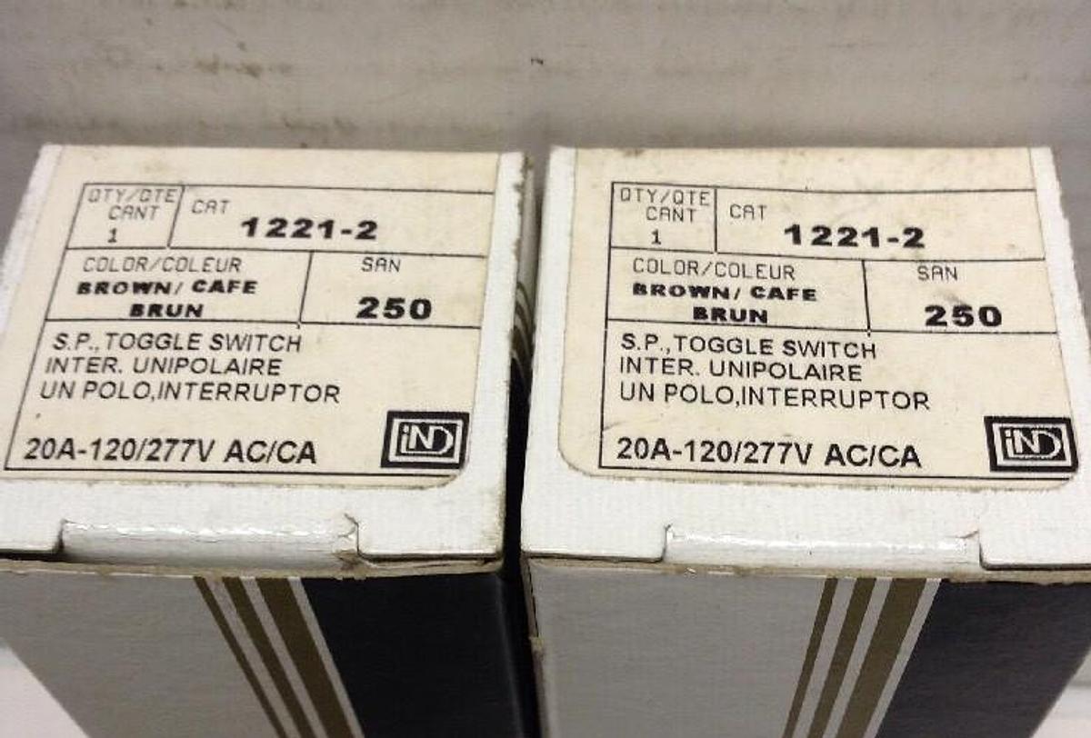 Leviton Industrial,1221-2 SP,Toggle Switch 20A 120V SAN 250 LOT OF 2