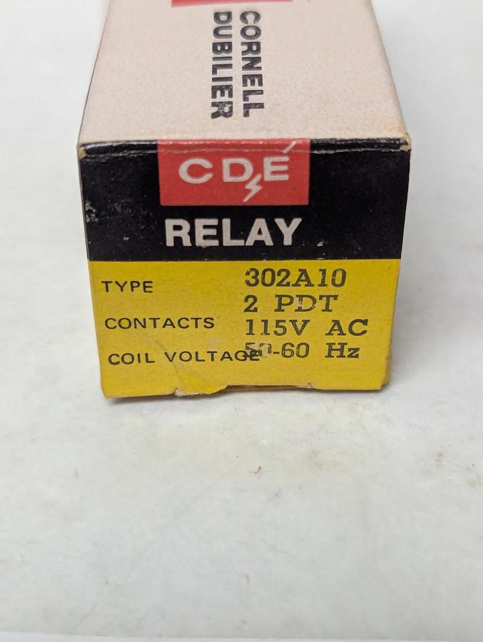 CDE,302A10,RELAY 2PDT 115V AC 50/60HZ NOS