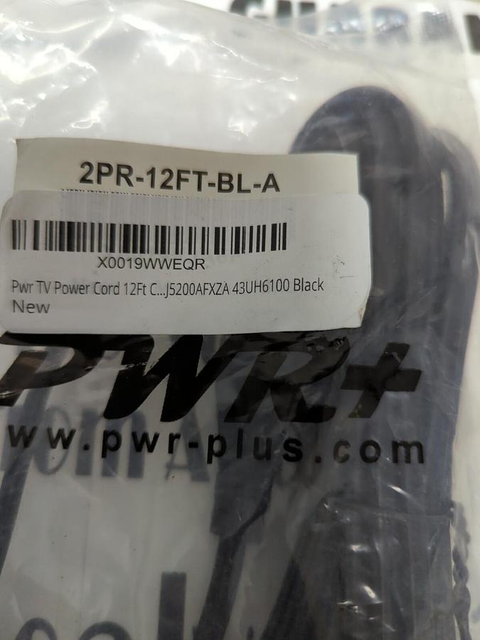 PWR PLUS,2PR-12FT-BL-A,TV POWER CORDS LOT OF 2 NEW