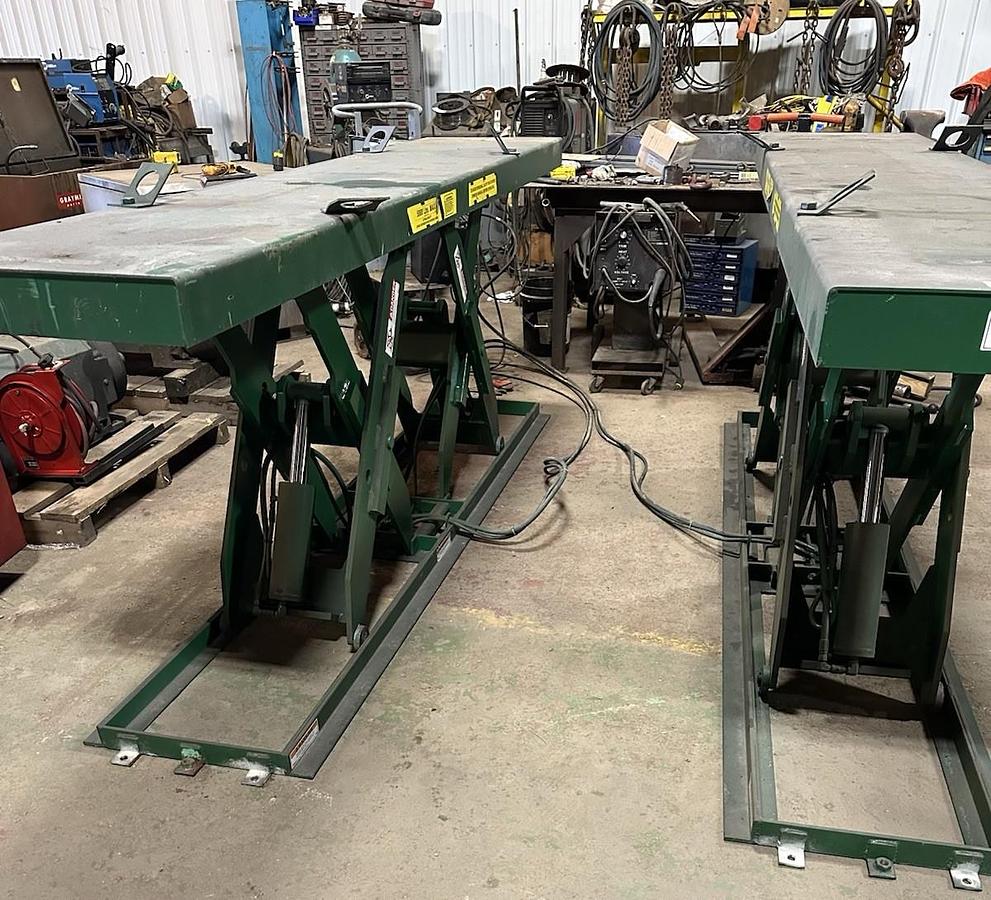 Used Pentalift Dual 2' x 10' Scissor Lift Tables 5000 LB Each