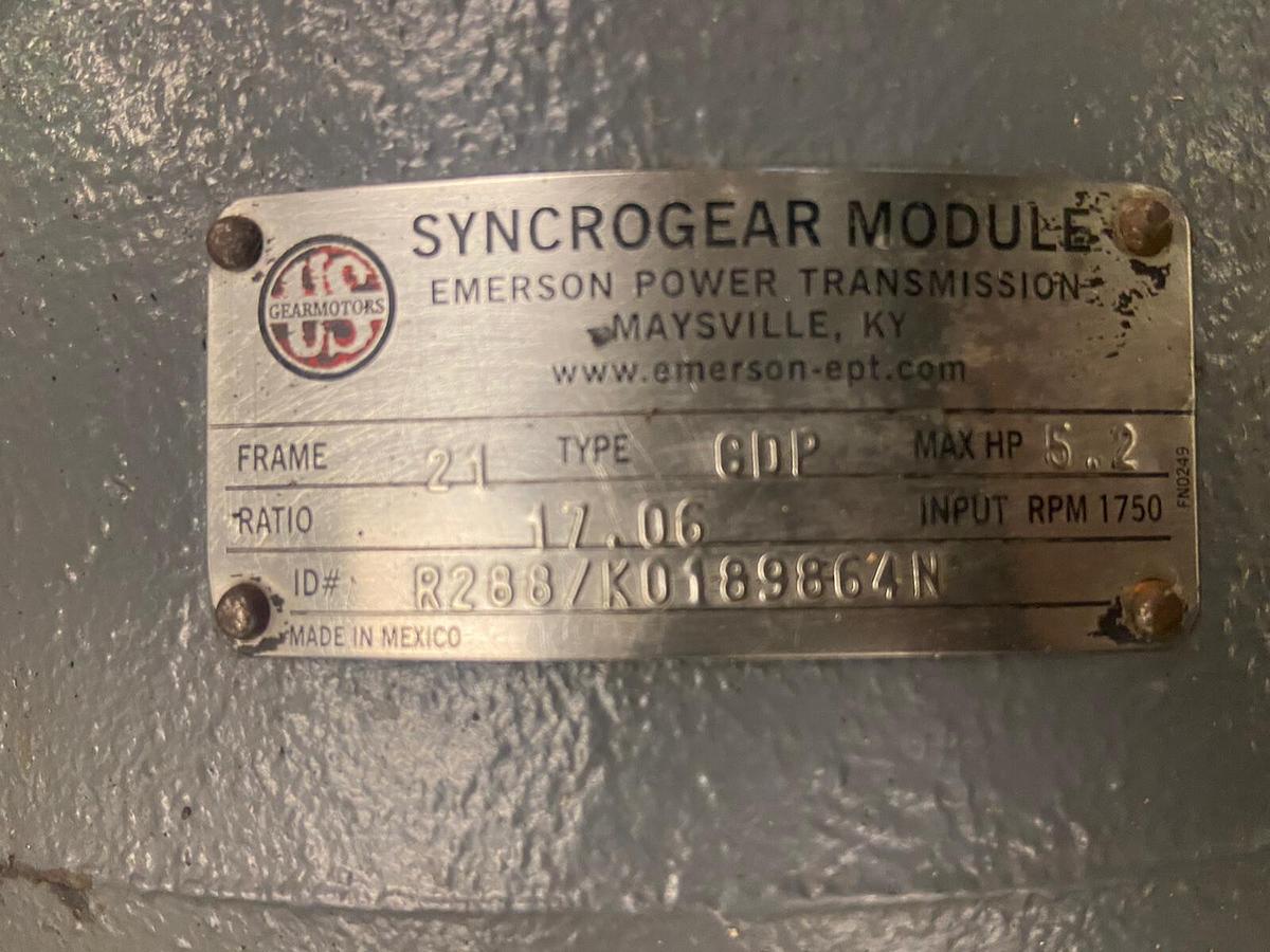 Used US Motors,R288,GearMotor Ratio 17.06 Frame 21 Motor E190 2HP 1725RPM 208-230/460