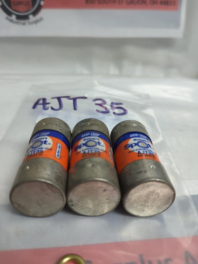 Used GOULD SHAWMUT,AJT-35,AMP-TRAP 35 AMP FUSE LOT OF 3 PRE-OWNED