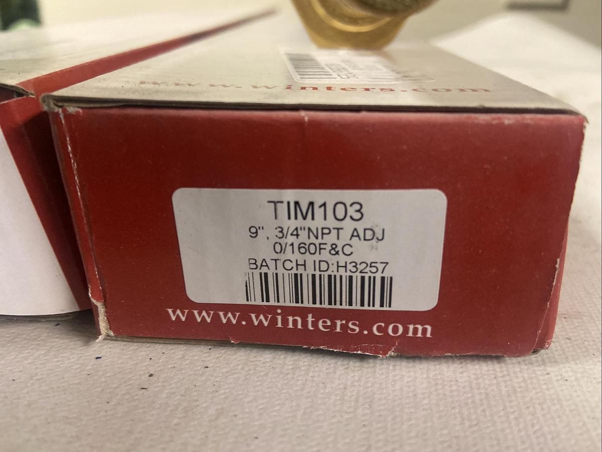 Used Winters,TIM103,Thermometer Analog 0-160 Deg 3/4 IN NPT 9 IN Length  Lot of 2