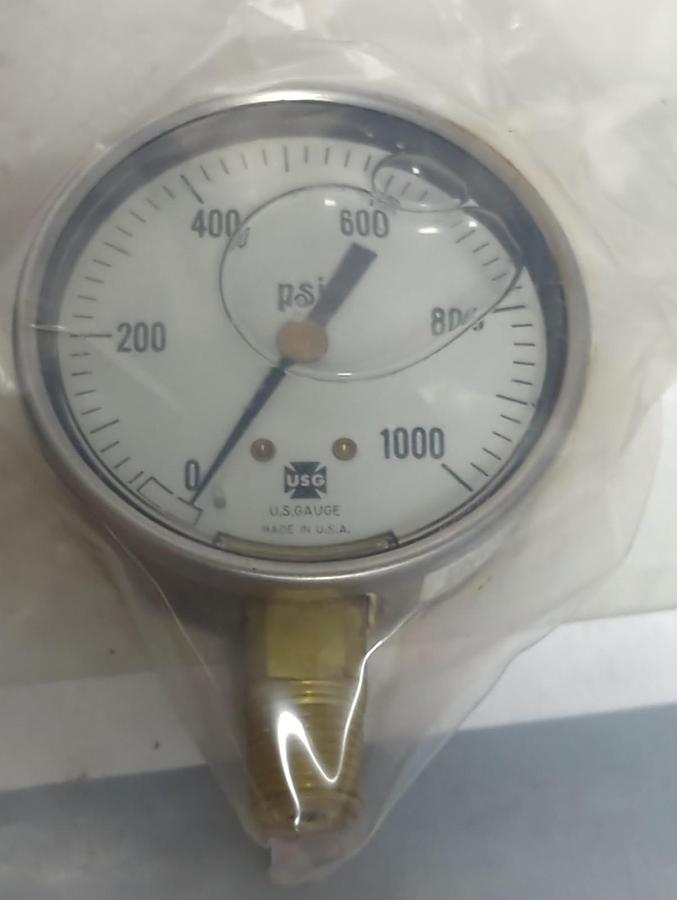 USG/AMTEK,P 555 LG,PRESSURE GAUGE 1/4 INCH BOTTOM CONNECTION 1000PSI NOS