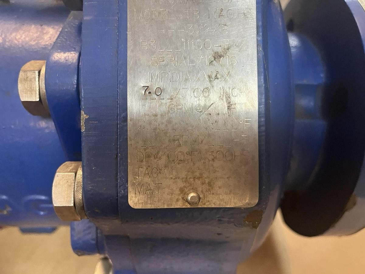 Used FLOWSERVE,3X2X6",INNOMAG MAGNETIC DRIVE SEALLESS PUMP IMP DIA 7"