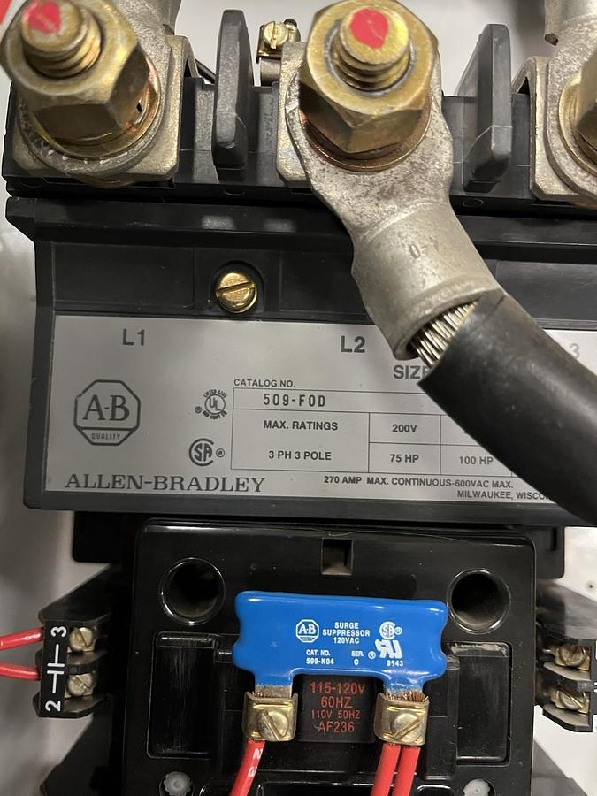 Used Allen-Bradley,2113,Size 5 MCC Starter IEC Overload Feeder Bucket 250A Breaker