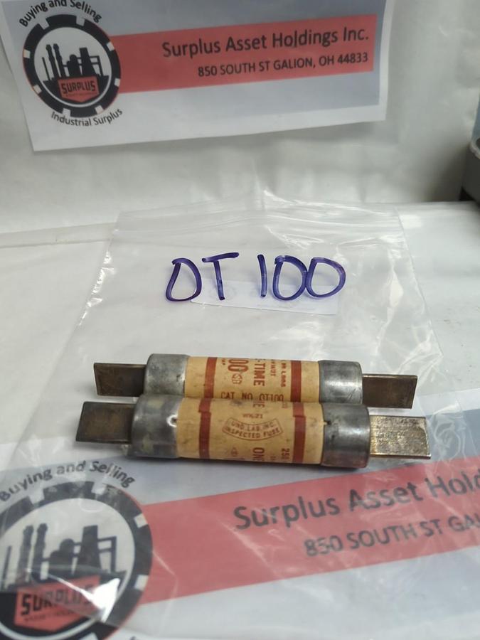 Used GOULD SHAWMUT,OT100,ONE-TIME 100 AMP FUSE LOT OF 2 PRE-OWNED