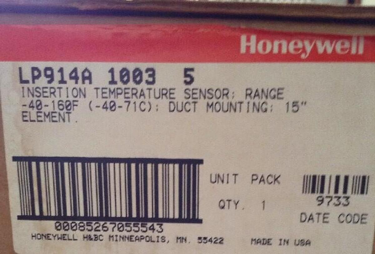 Honeywell,LP914A 1003,Insertion Temperature Sensor  Range -40-160F