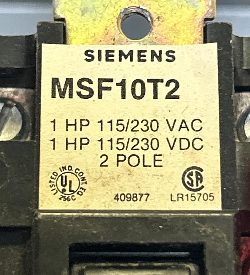 SIEMENS,MSF10T2,MANUAL STARTER 1HP 115/230V 2P NOS