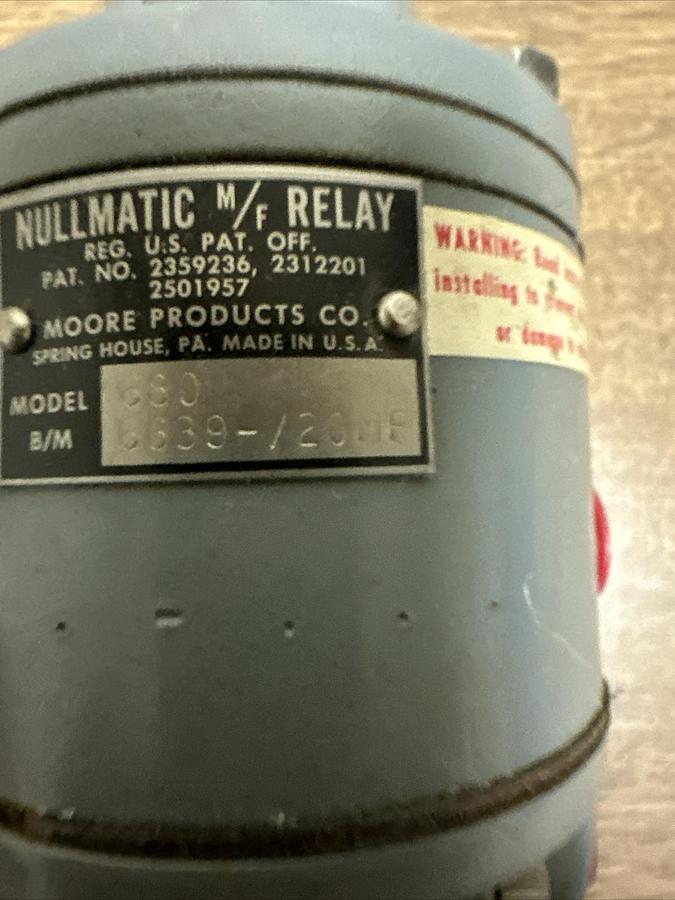 Nullmatic M/F Relay,6639-/20MF,Pneumatic Relay Model 680