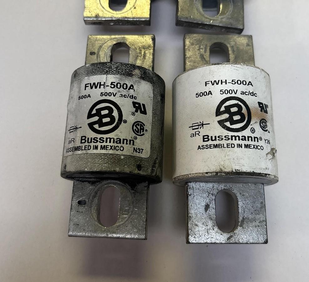 Used BUSSMANN,FWH-500A,FUSE 500A 500V AC/DC LOT OF 4