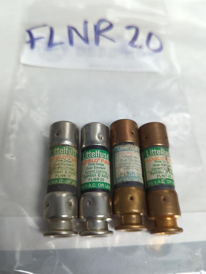 Used LITTELFUSE,FLNR-20,SLO-BLO 20 AMP FUSE LOT 4 OF PRE-OWNED