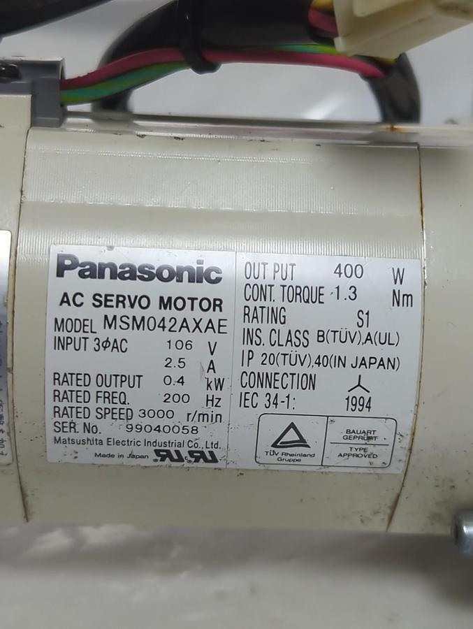 Used PANASONIC,MSM042AXAE,AC SERVO MOTOR PRE-OWNED