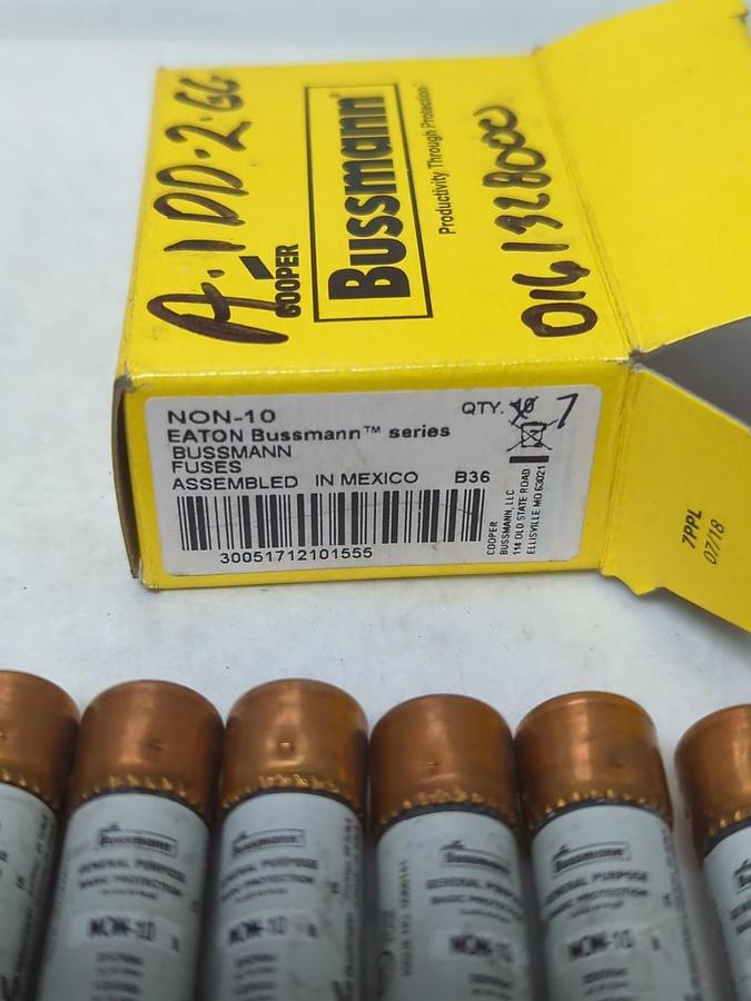COOPER BUSSMANN,NON-10,ONE-TIME 10 AMP FUSES BOX OF 7 NOS