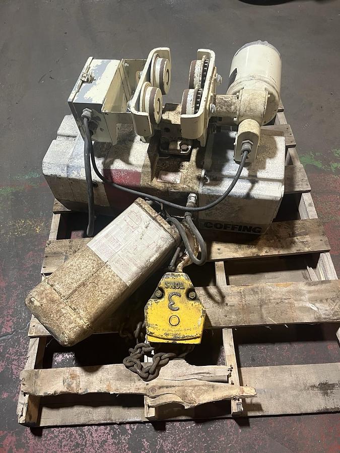 Used COFFING,3 TON, CHAIN HOIST W/ MOTORIZED TROLLEY