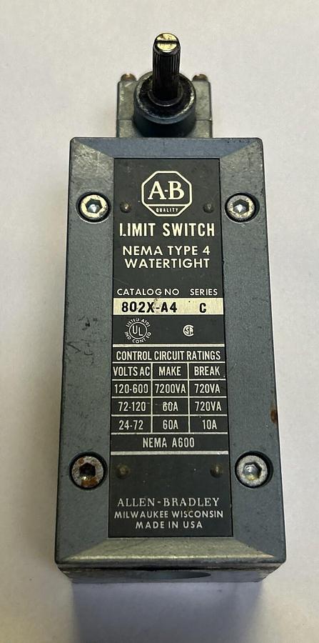 Used ALLEN BRADLEY,802X-A4,LIMIT SWITCH