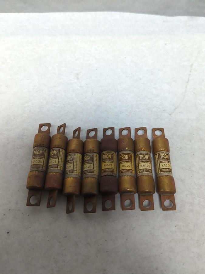 Used COOPER BUSSMANN,KAC-25,TRON 25 AMP FUSE LOT OF 8 PRE-OWNED
