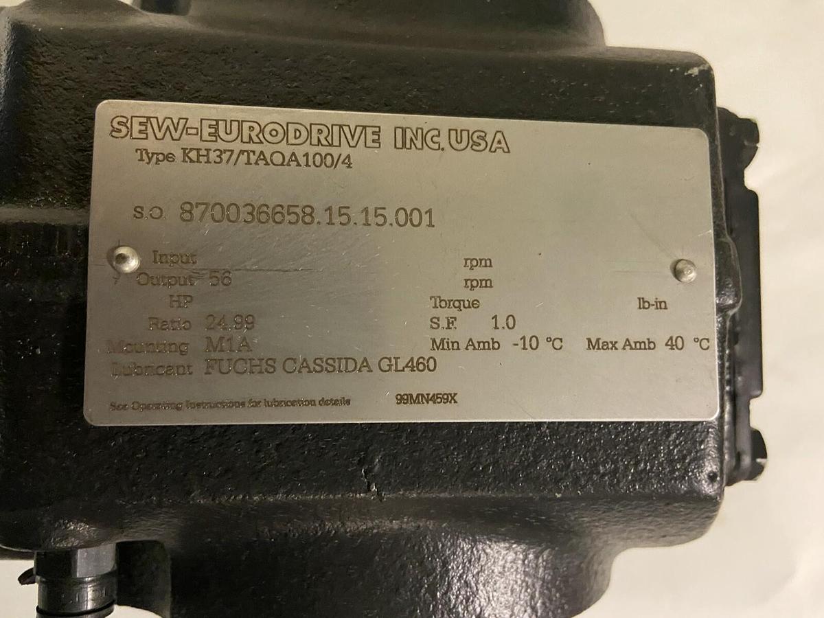 SEW Eurodrive,KH37/TAQA100/4,Gear Reducer Ratio 24.99 Output 56