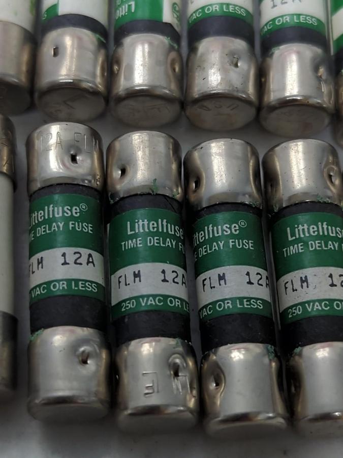 LITTELFUSE,FLM 12A,TIME DELAY 12 AMP FUSES LOT OF 24 NOS