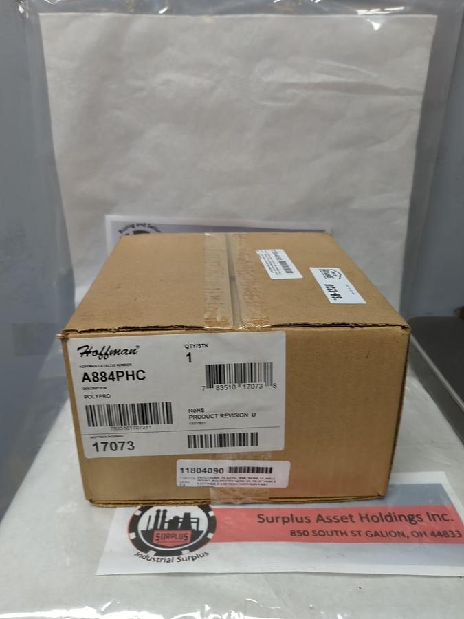 HOFFMAN,A884PHC,POLYPRO PANEL ENCLOSURE 10.18HX9.23WX4.38D INCH NOS