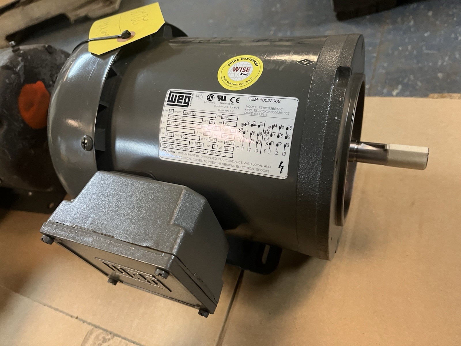 WEG,7518ES3EB56C,MOTOR 3/4HP 3PH 1730RPM B56C