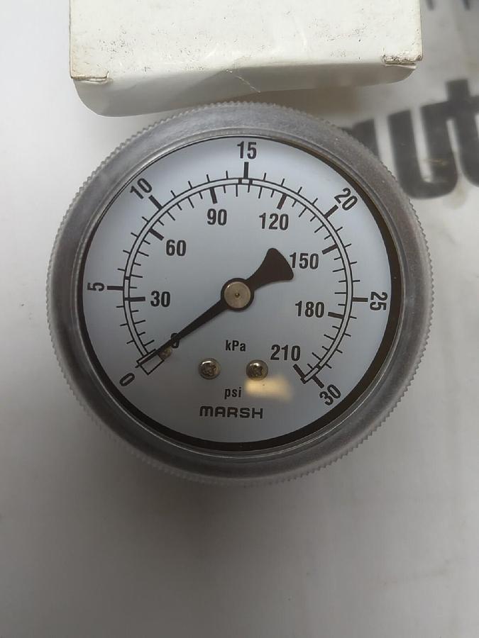 MARSH BELLOFRAM,J5042,GAUGE 2-1/2 IN STD-C  1/8 IN NPT  0/30 PSI &KPA LOT OF 3