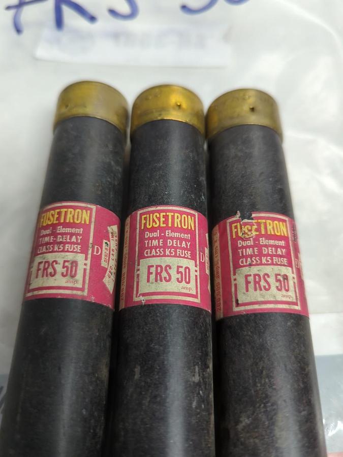 Used COOPER BUSSMANN,FRS-50,FUSETRON FUSE 50 AMP LOT OF 3 PRE-OWNED