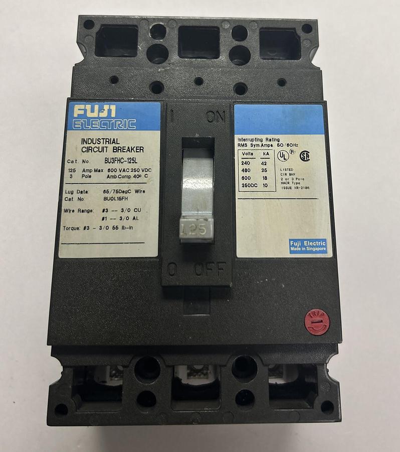 Used FUJI ELECTRIC,BU3FHC-125L,CIRCUIT BREAKER 125A 600V 3P