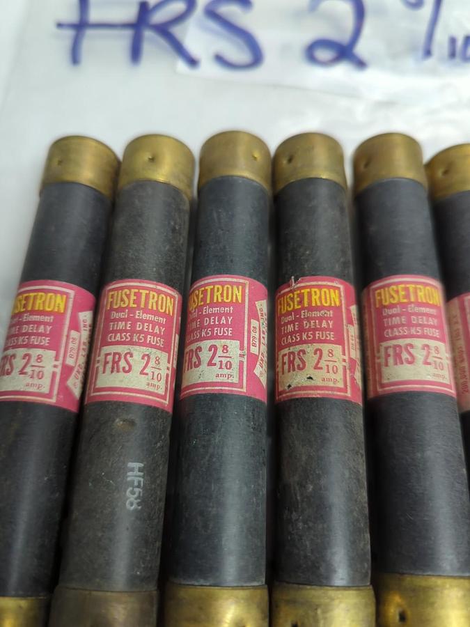 Used COOPER BUSSMANN,FRS-2-8/10,FUSETRON 2-8/10 AMP FUSE LOT OF 6 PRE-OWNED