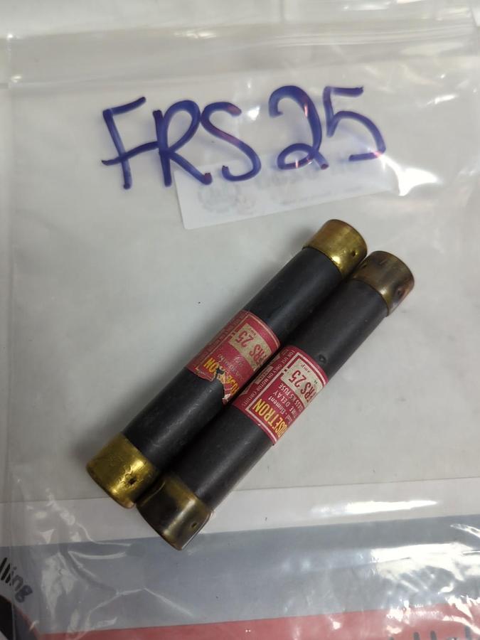 Used COOPER BUSSMANN,FRS-25,FUSETRON 25 AMP FUSE LOT OF 2 PRE-OWNED