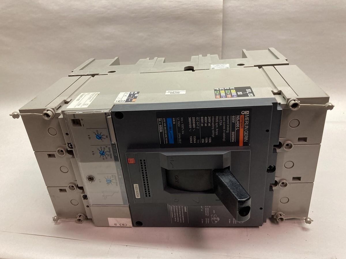 Used Merlin Gerin Compact,NSJ400 L,Circuit Breaker Trip Unit & Base 600V 50/60Hz