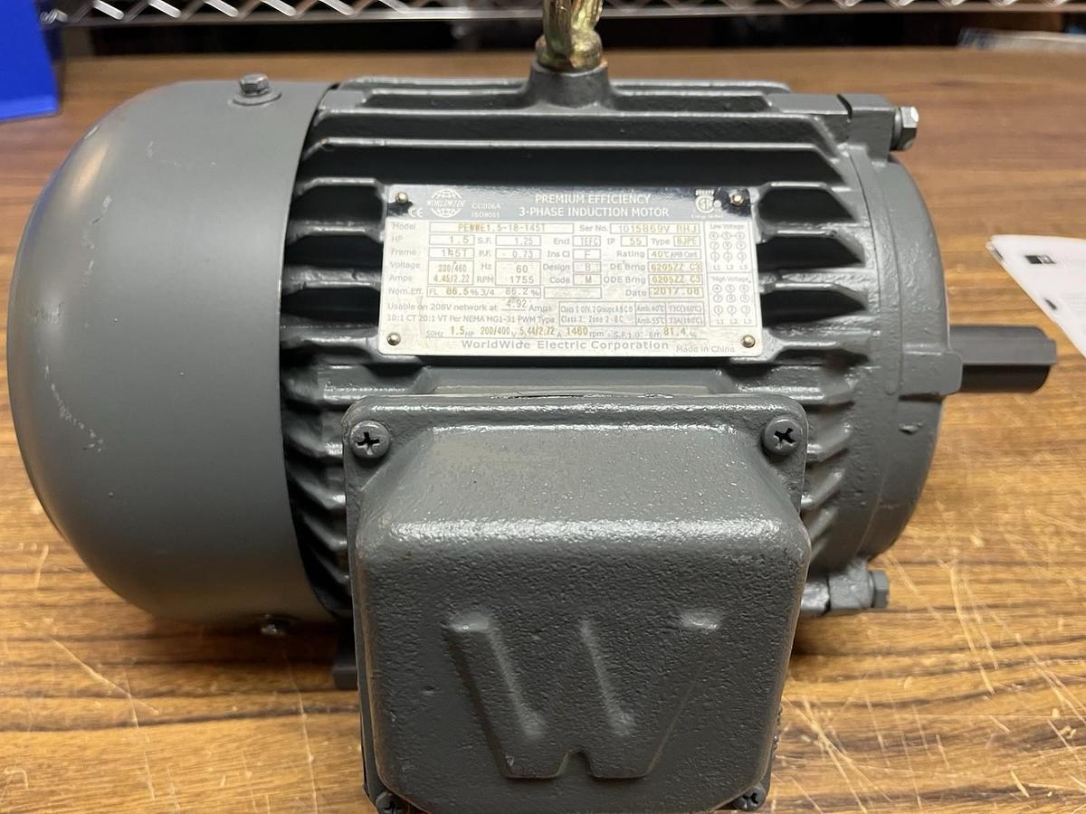 WORLDWIDE,PEWWE1.5-18-145T,INVERTER DUTY MOTOR 1.5HP 3PH 1755RPM 145T