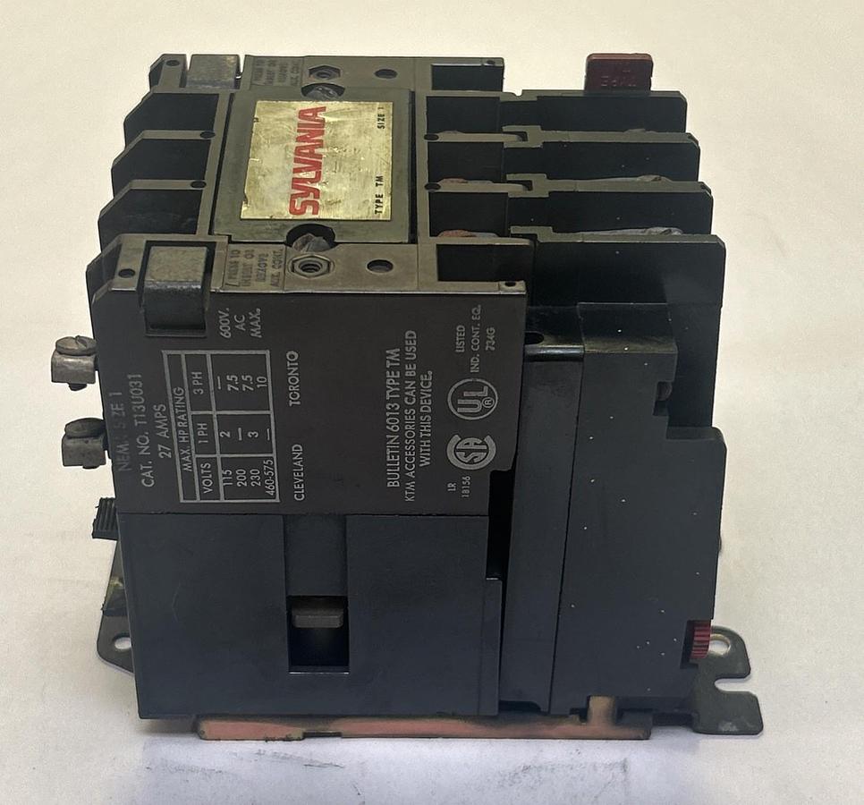 Used SYLVANIA,T13U031,SIZE ONE CONTACTOR 27A 600V