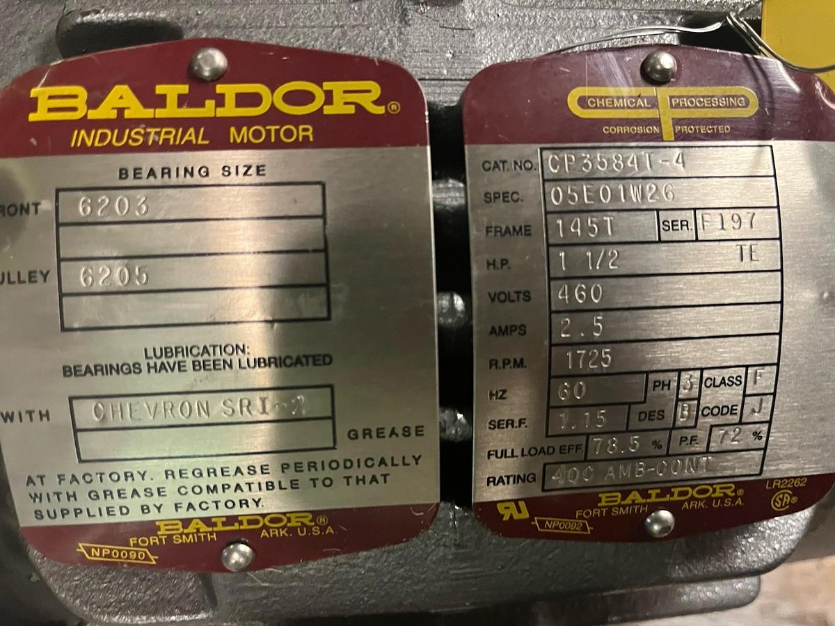 Baldor,CP3584-T,CHEMICAL PROCESSING MOTOR 1.5HP 1725RPM 145T 3PH