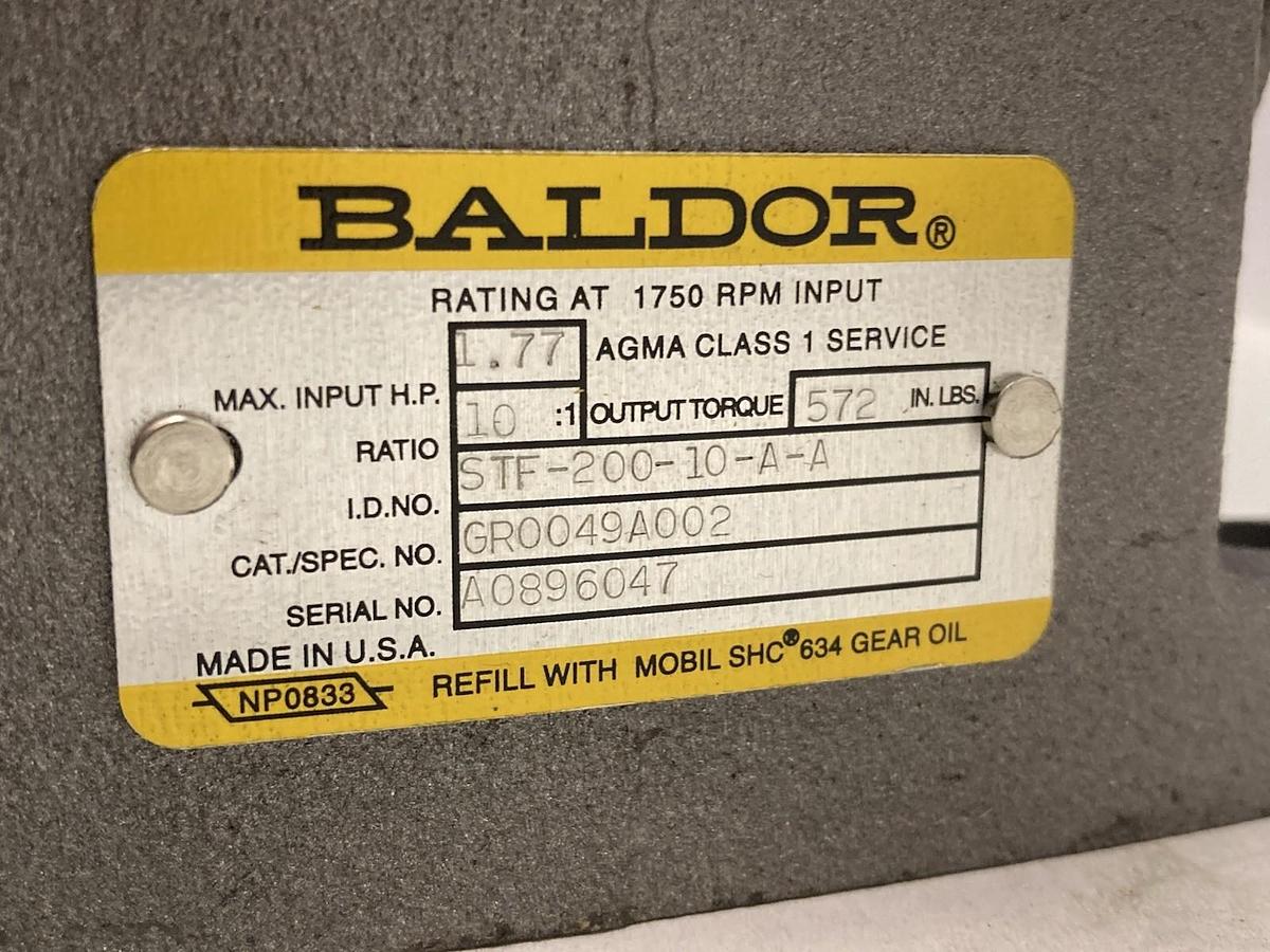 Baldor,STF-200-10-A-A,Worm Speed Reducer Ratio 10:1 1750RPM 1.77HP