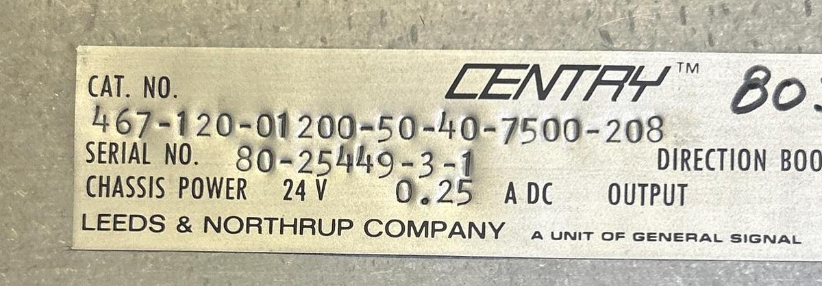 Used LEEDS & NORTHRUP,467-120-01200-50-40-7500-208,POWER SUPPLY CHASSIS 24V