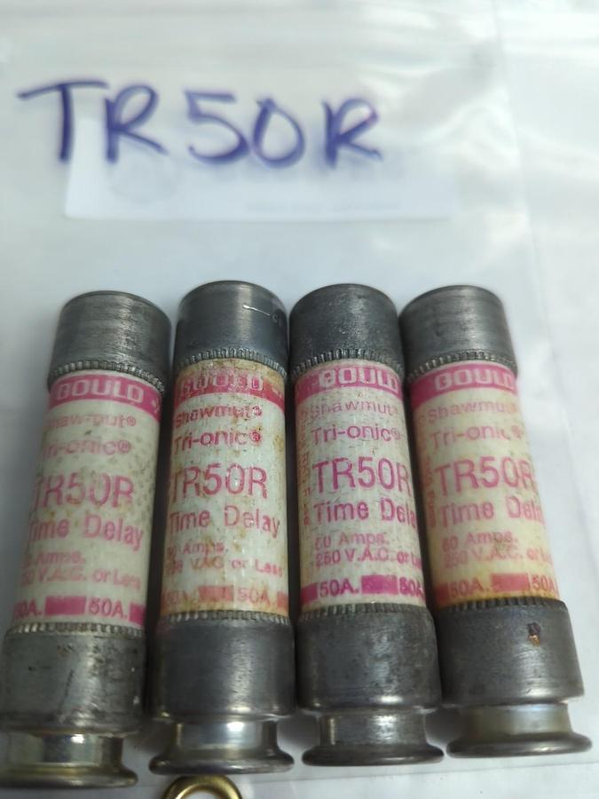 Used GOULD SHAWMUT,TR-50R,TRI-ONIC 50 AMP FUSE LOT OF 4 PRE-OWNED