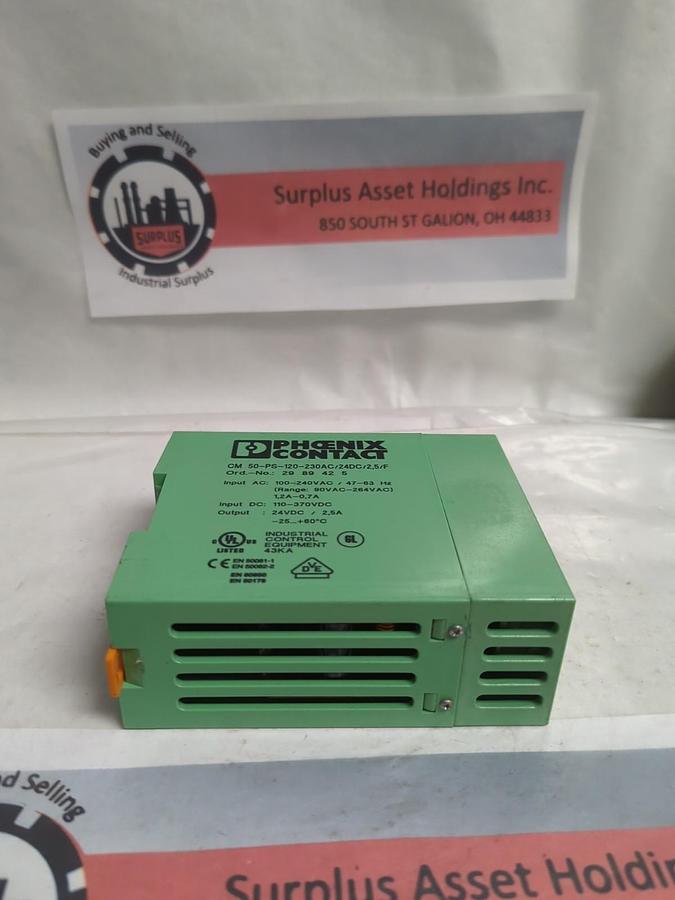Used PHOENIX CONTACT,CM 50-PS-120-230AC/24DC/2 5/F,POWER SUPPLY TYPE 29 39 42 5