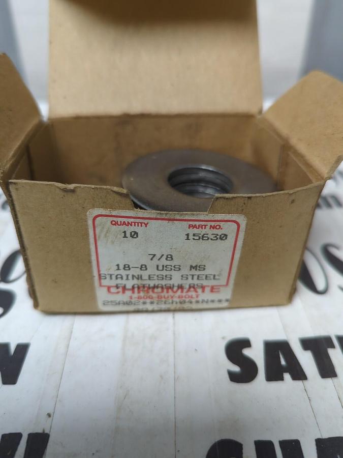 CHROMATE,18-8 USS MS,7/8 INCH STAINLESS STEEL FLATWASHERS BOX OF 10 NOS